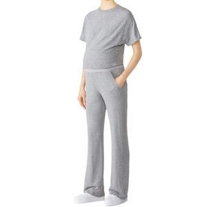 NWT Monrow Maternity Heathered Grey Dolman Jumpsuit Long Short Sleeve Pockets XS